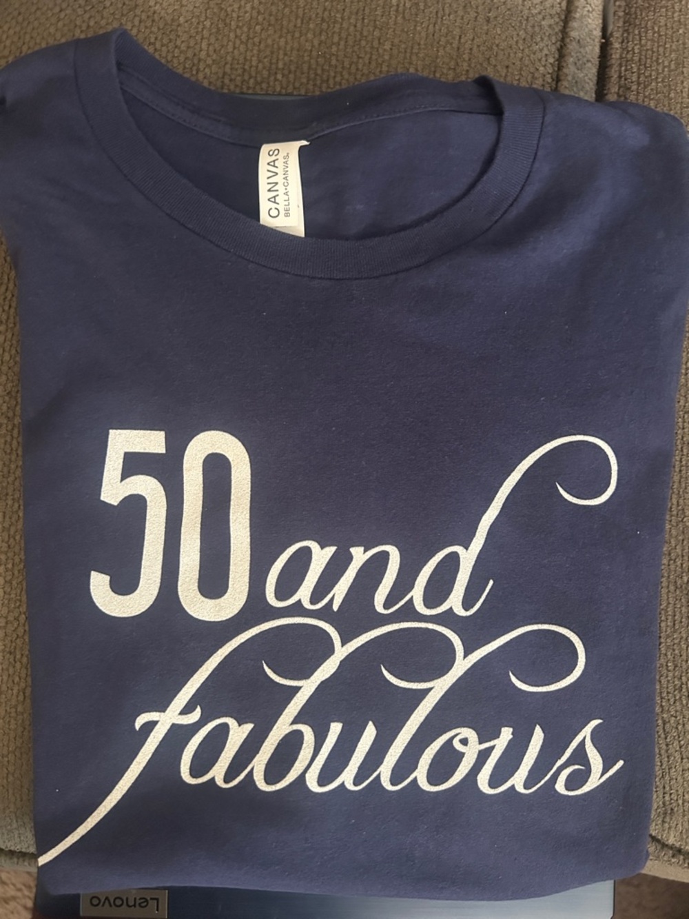 Bella Canvas Navy' "50 and Fabulous" Short Sleeve Tee